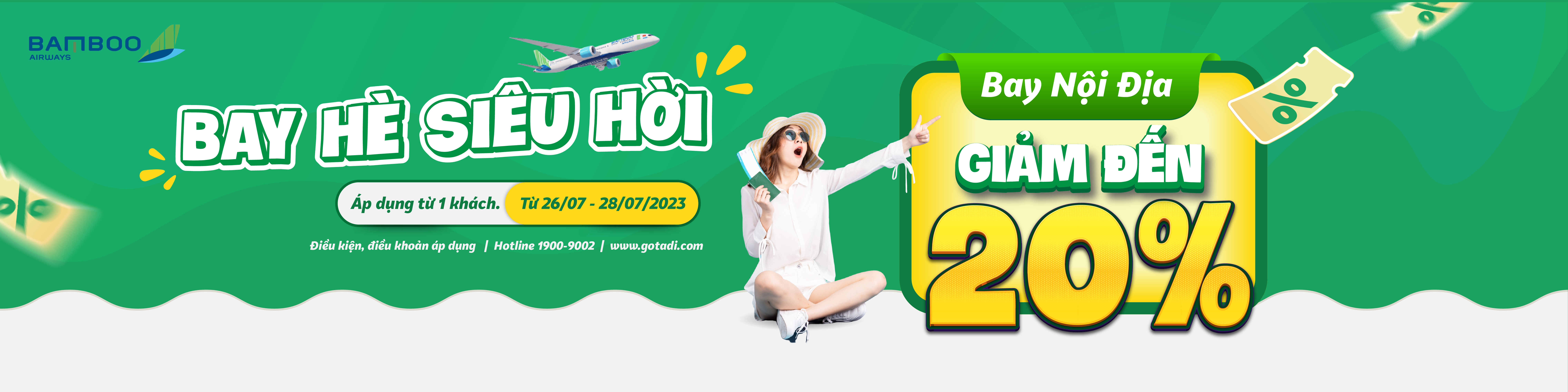 ƯU ĐÃI ĐẾN 20% VÉ MÁY BAY BAMBOO AIRWAYS
